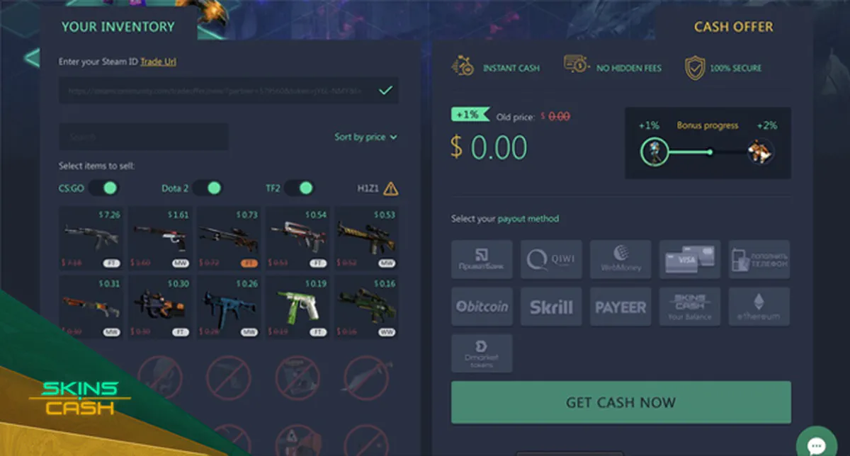 instant payment skins.cash