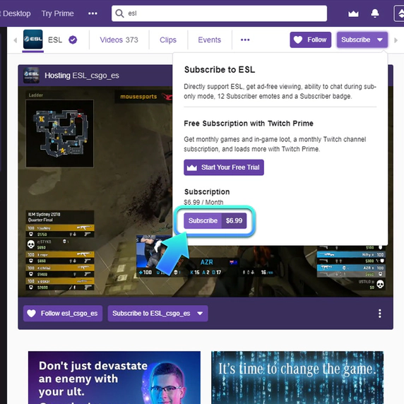 twitch paid subscribe