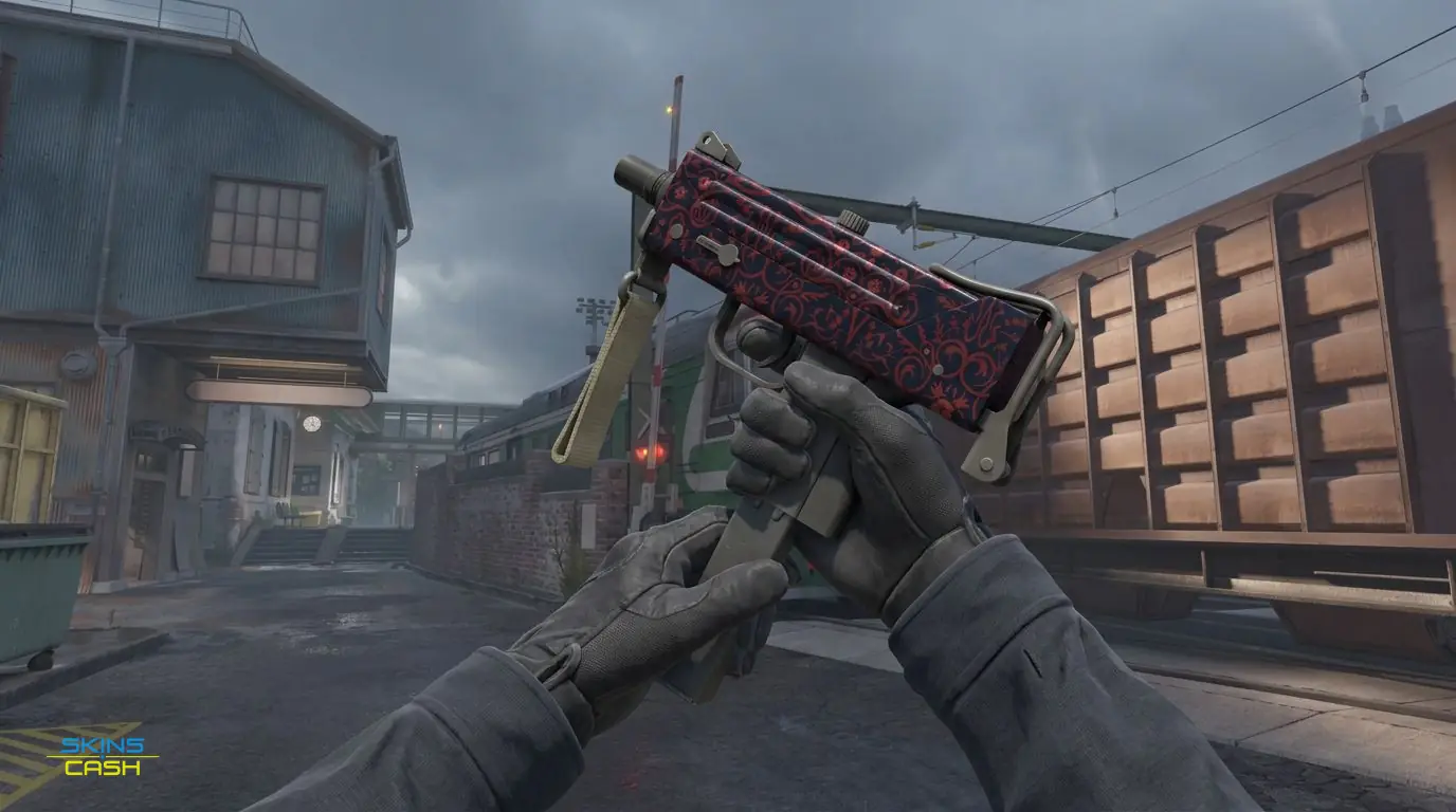 MAC-10 | Red Filigree — In-game inspect