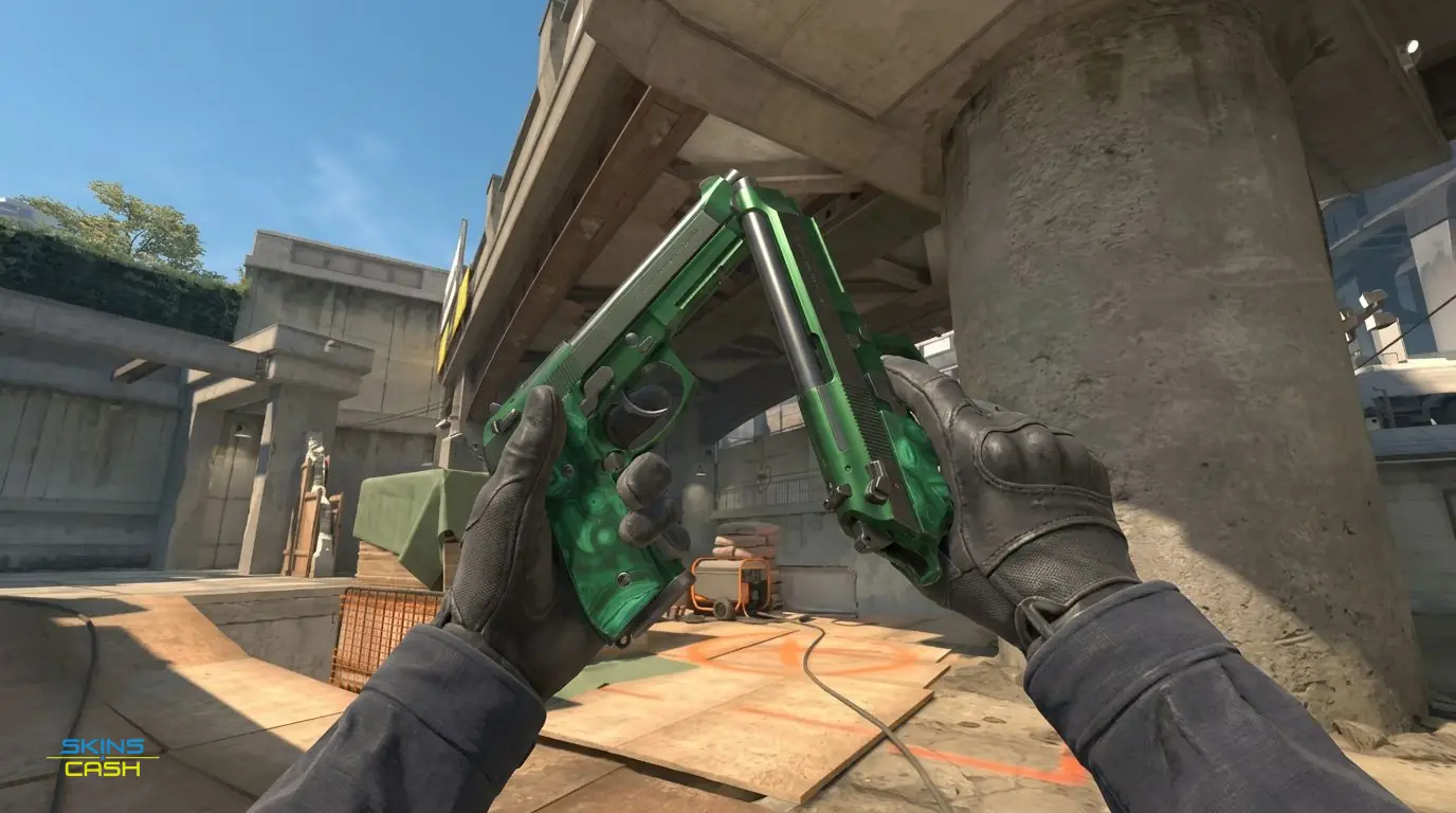 Dual Berettas | Polished Malachite — In-game inspect