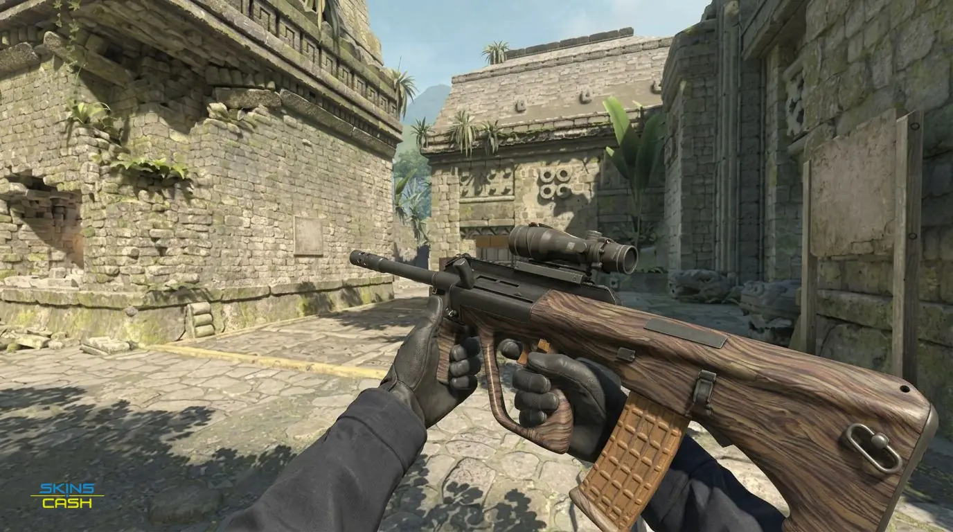 AUG | Spalted Wood — In-game inspect
