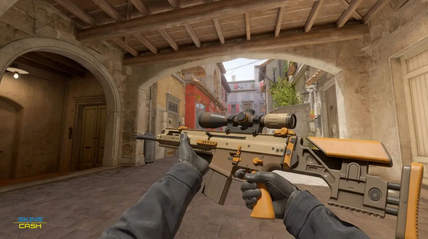 SCAR-20 | Short Ochre — In-game inspect