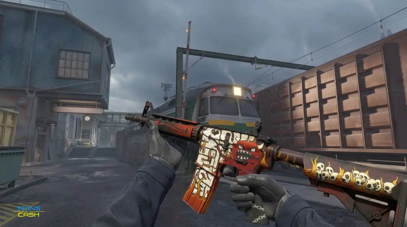 M4A4 | Hellfire — In-game inspect