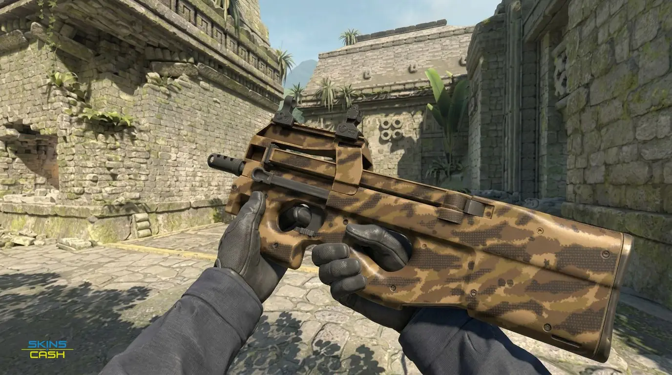 P90 | Desert Halftone — In-game inspect