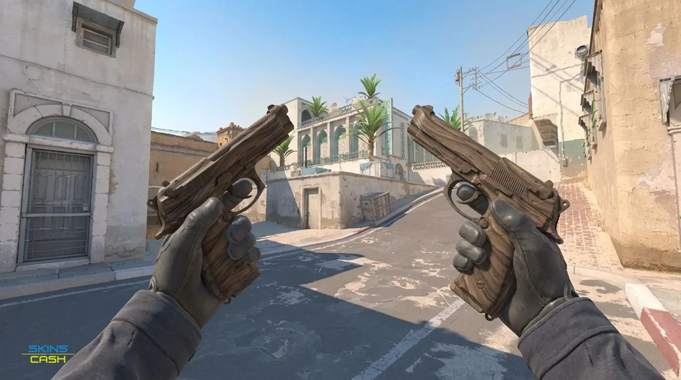 Dual Berettas | Drift Wood — In-game inspect
